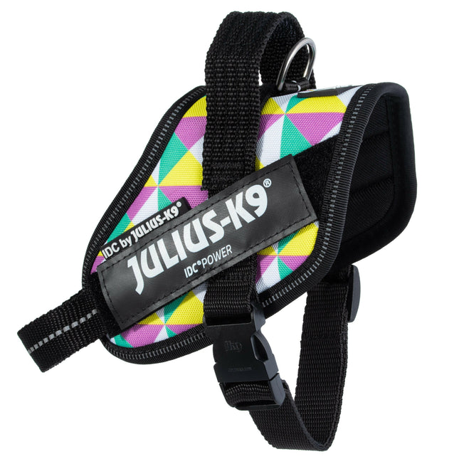 Julius - K9 IDC Powerharness Retro - dog harness with reflectors, in colorful triangles - Mini - Mini.