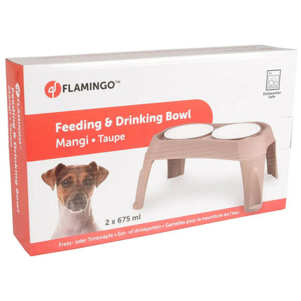 Flamingo Mangi Double Bowl Stand - dog bowl on a stand.