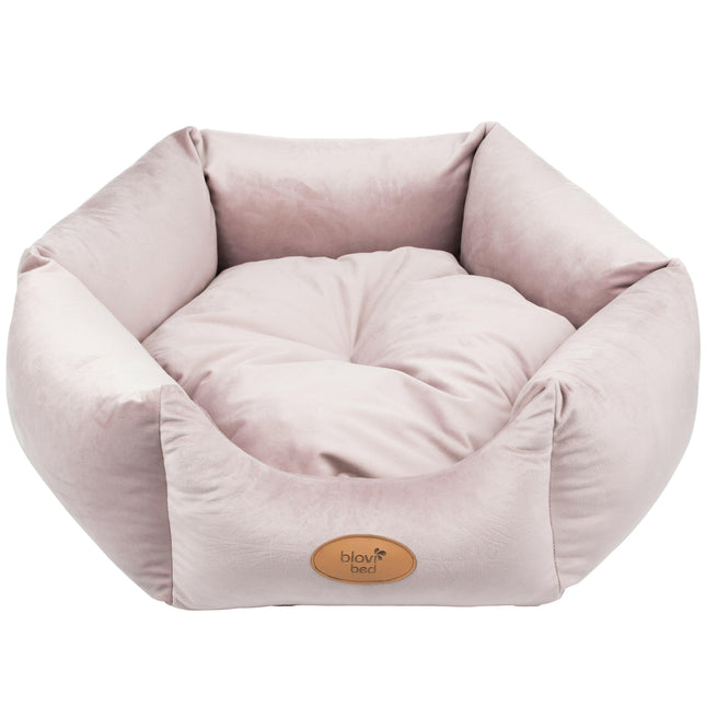 Blovi Bed Velur Love - elegant velvet bed for dogs and cats, hexagon dirty pink.