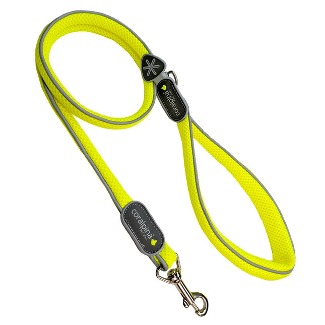 Coralpina Cinquetorri Leash Fluo - lightweight mesh dog leash, neon yellow.