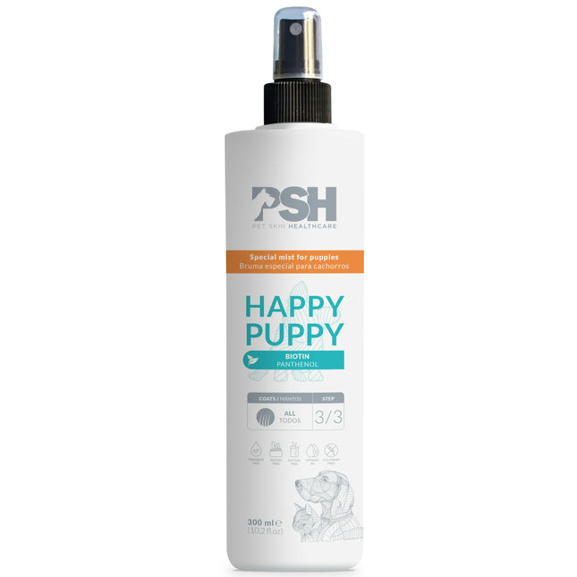 PSH Daily Beauty Happy Puppy Mist - lightweight conditioner for puppies and kittens, no rinse needed.