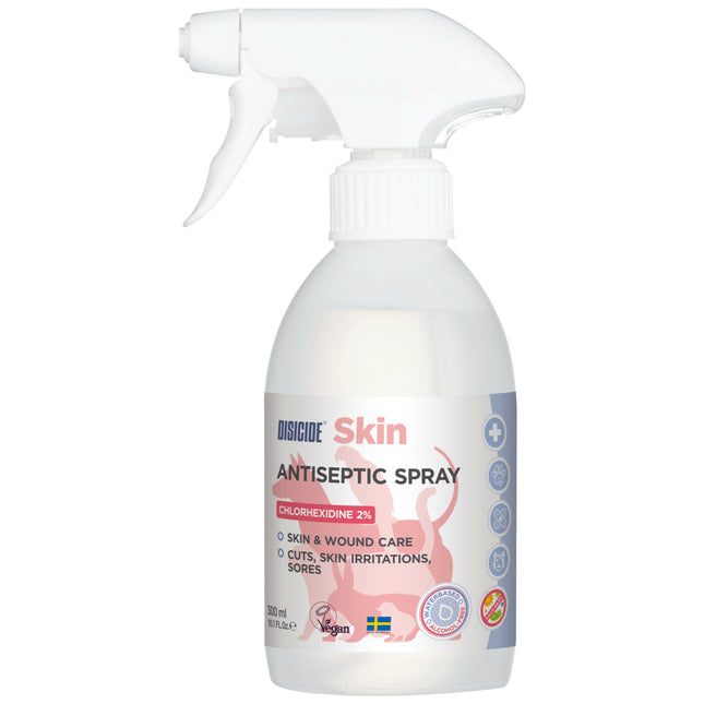Disicide Skin Chlorhexidine 2% Spray - antiseptic preparation for disinfecting animal skin, in spray form.