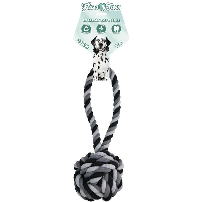 Holland Dental Floss Toss Extreme Rope Sling - massive ball on a string for large dogs, made from dental floss..