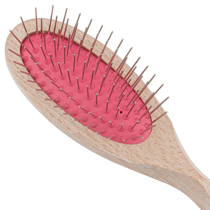 Chris Christensen Brezzy Oval Small Brushes - high-quality, small wooden brush with metal pins - hard, pink