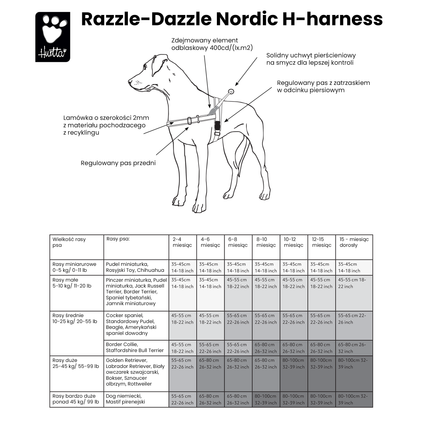 Hurtta Razzle - Dazzle H - Harness Hedge - Norwegian harness for puppies and adult dogs - 80 - 100cm.