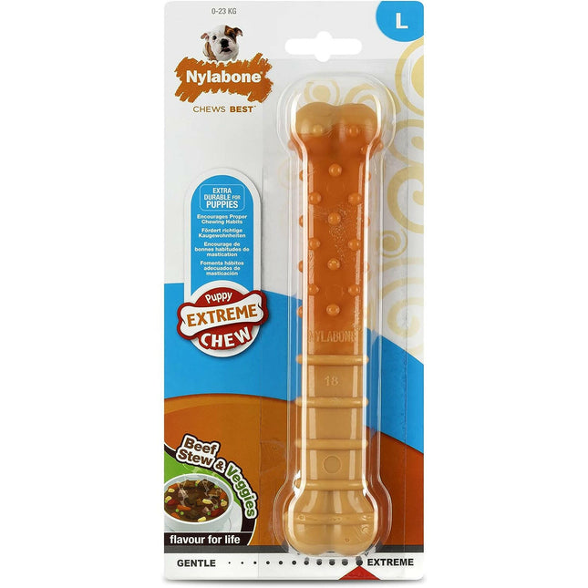 Nylabone Extreme Puppy Beef Stew & Vegetables - chew toy for puppies with permanent teeth.