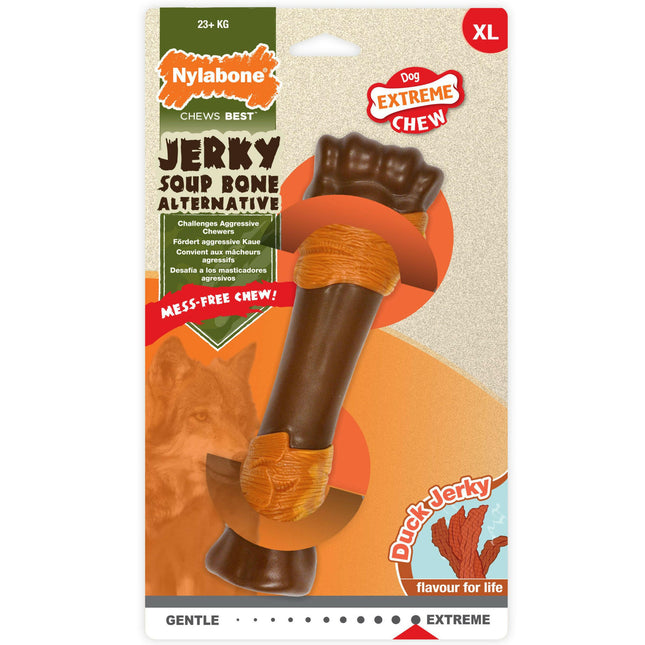 Nylabone Extreme Duck Jerky - safe chew toy for large dogs, duck-flavored bone.