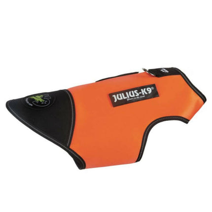 Julius - K9 IDC Neoprene Dog Jacket Orange - neoprene jacket for dogs, orange with black.
