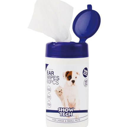 Show Tech Ear Wipes 60 pcs - ear hygiene wipes for dogs and cats, with glycerin and witch hazel.