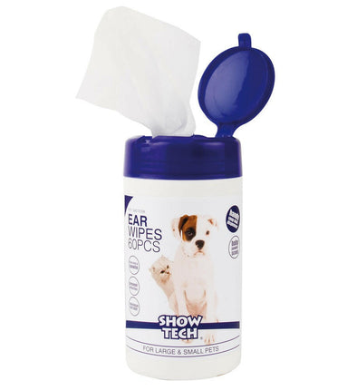 Show Tech Ear Wipes 60 pcs - ear hygiene wipes for dogs and cats, with glycerin and witch hazel.