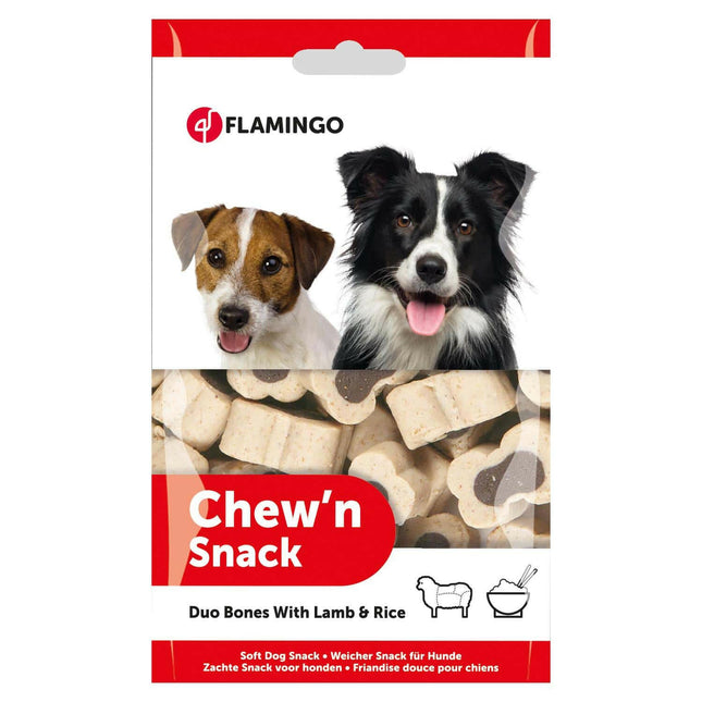 Flamingo Chew'n Snack Duo Bones - training treats for dogs, with lamb and rice.