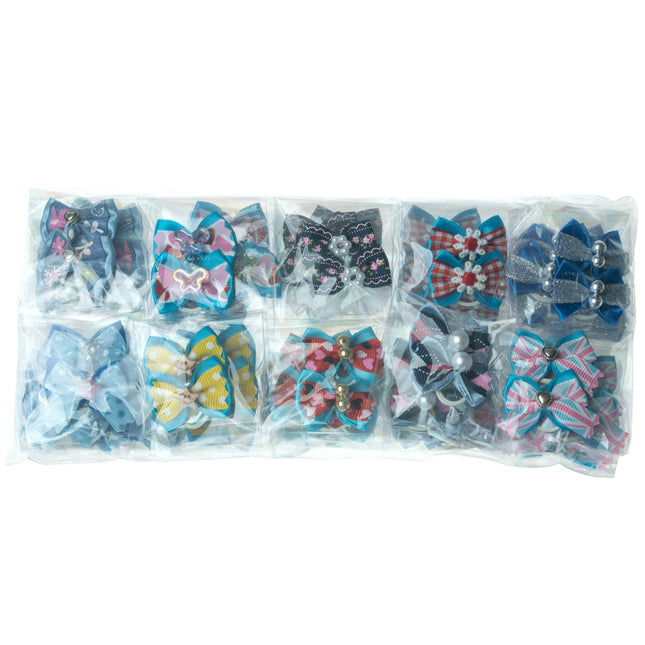 Groom Professional Fashion Bow Packs 100 pcs - cute bows for dogs, shades.