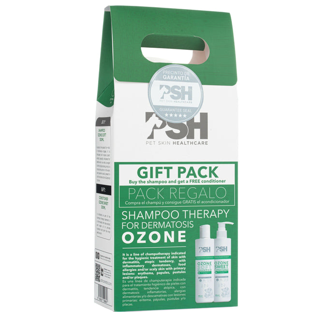 PSH Pet Pack Duo Ozone - skincare set for dogs and cats with dermatological issues, shampoo and conditioner.