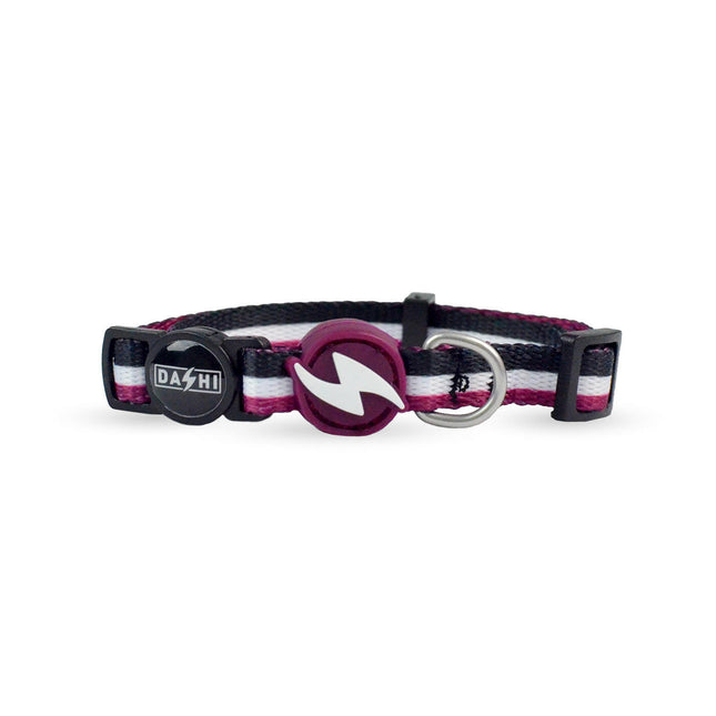 Dashi Stripes Purple & Black Cat Collar - purple and black striped collar for cats.
