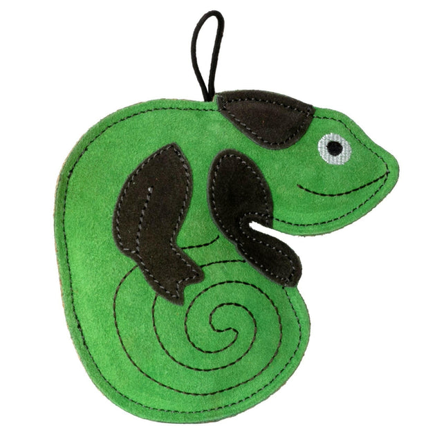 Kiwi Walker Leather Toy Chameleon - natural leather toy for dogs, chameleon.