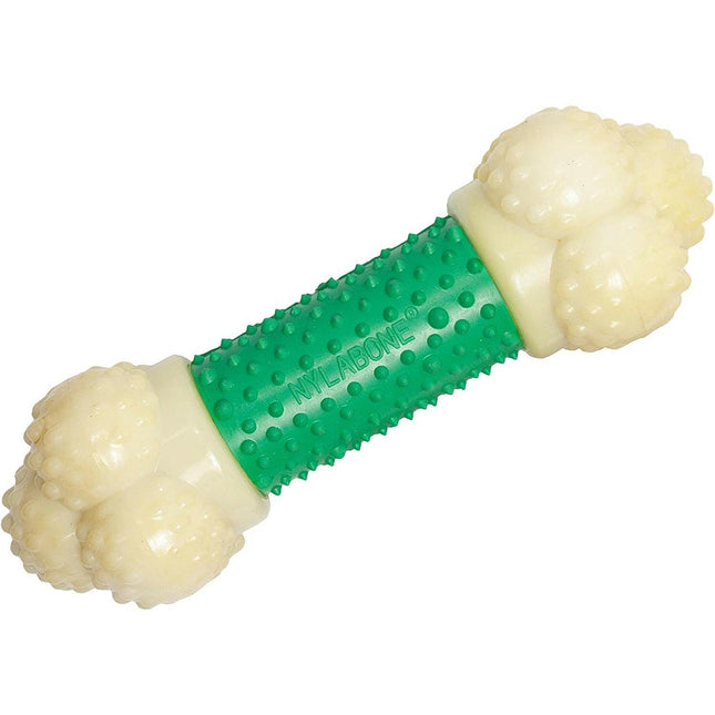 Nylabone Extreme Double Action Bacon - textured chew toy for dogs, flavored with bacon and mint.