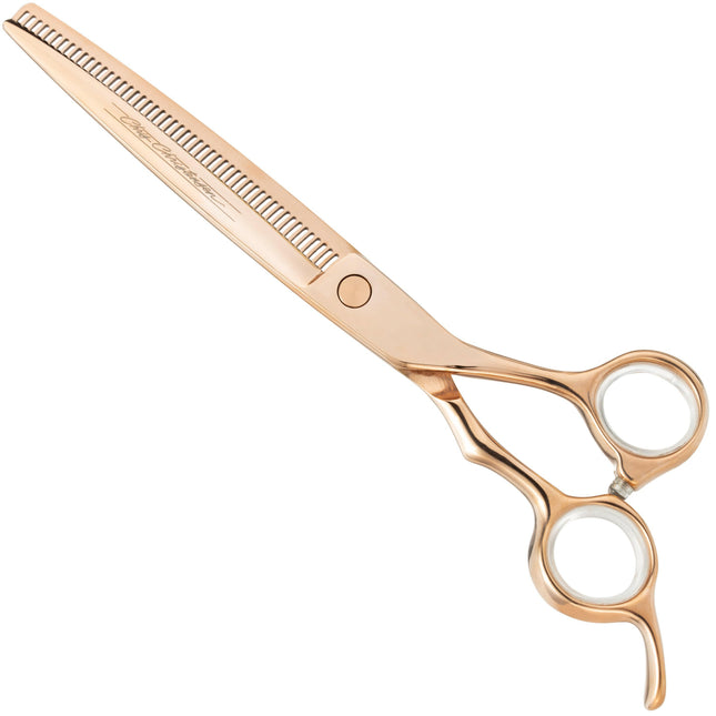 Chris Christensen Adalynn Rose Convex Thinning - professional single-sided thinning shears made of Japanese steel coated with titanium, 49 teeth.
