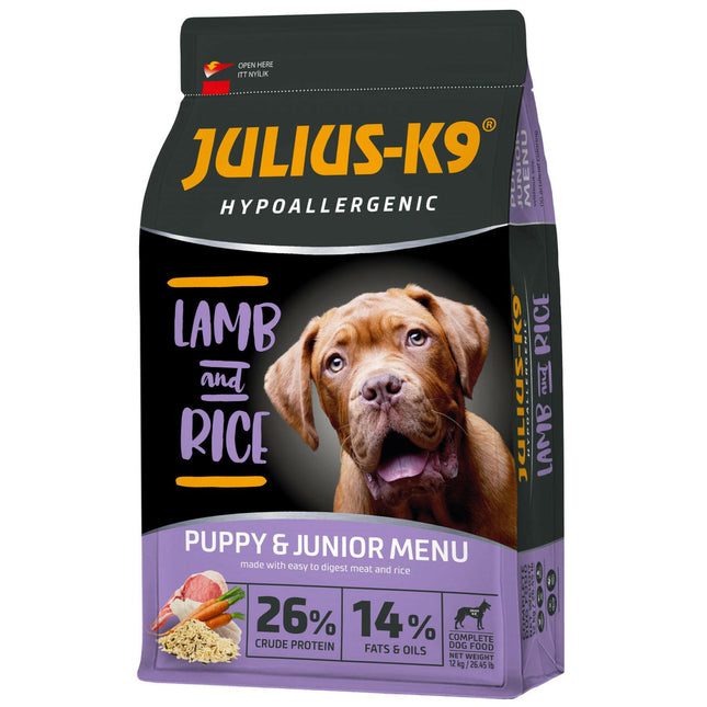 Julius - K9 Hypoallergenic Lamb & Rice Puppy & Junior - hypoallergenic food for puppies, lamb with rice.