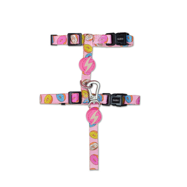 Dashi Donut Cat Harness + Leash - harness and leash set for cats, donut pattern.