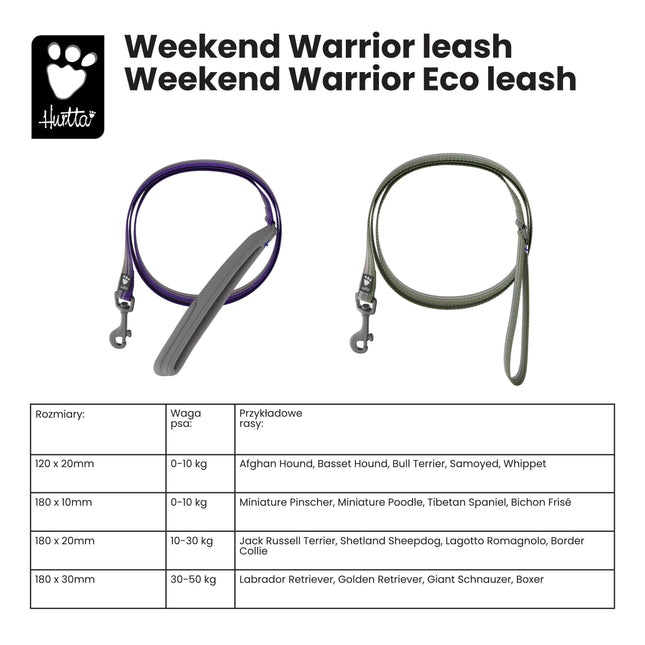 Hurtta Weekend Warrior Eco Leash Hedge - waterproof dog leash made from recycled materials.