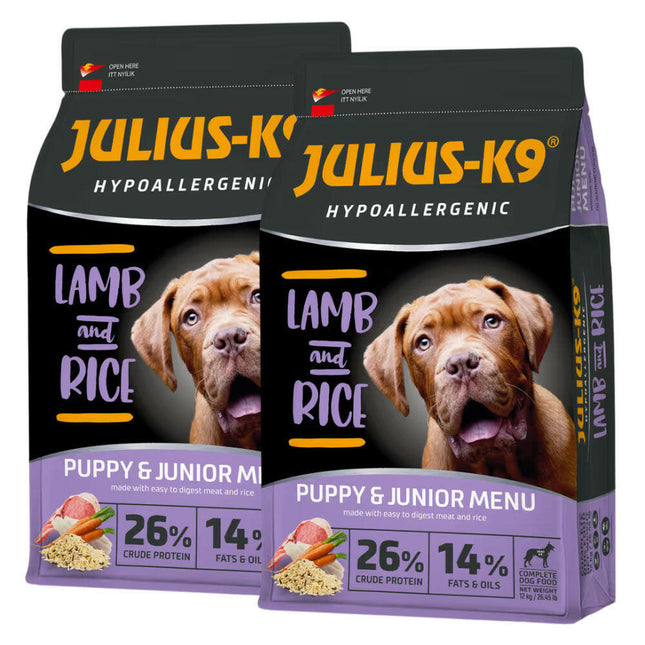 Julius - K9 Hypoallergenic Lamb & Rice Puppy & Junior - hypoallergenic food for puppies, lamb with rice.