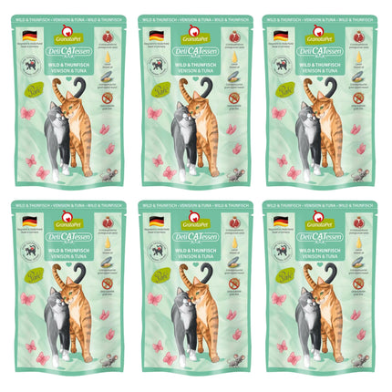GranataPet DeliCatessen Venison & Tuna - grain-free wet food with game meat and tuna, pouches for cats.