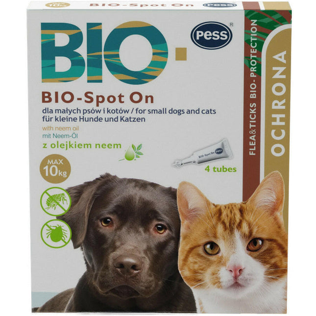 Pess Bio Spot On Neem Oil - natural drops for ticks and fleas for cats and small dogs, with neem oil.