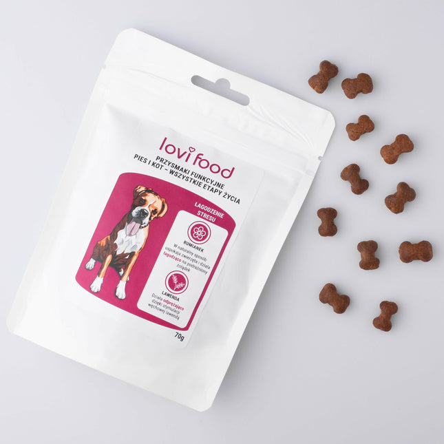 Lovi Food Stress Relief - Treats for Dogs and Cats, with Chamomile and Lavender.