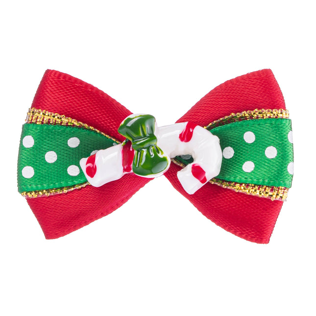Blovi Christmas Bows Cane & 25 pcs - dog bows, holiday set, with cane or crystal.