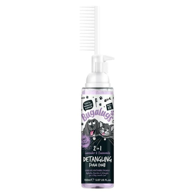 Bugalugs 2in1 Detangling Foam Comb & Chamomile - foam that facilitates the detangling of dog and cat fur, lavender with chamomile.