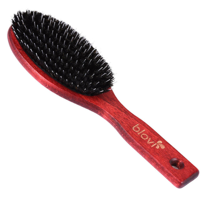 Blovi Wood Brush - large wooden brush with natural bristles and detangler, for long-haired breeds.