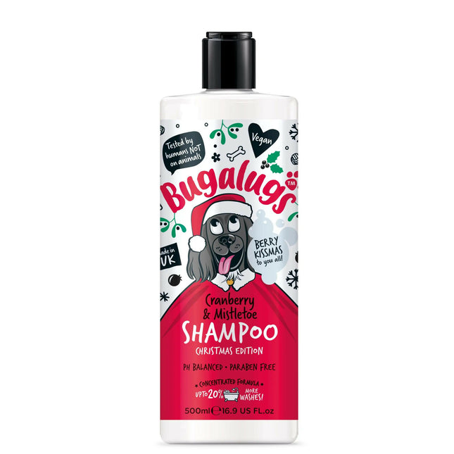 Bugalugs Cranberry & Mistletoe Shampoo Christmas Edition - universal dog shampoo with cranberry and mistletoe scent, concentrate 1:10.