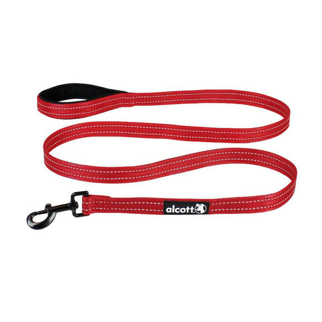 Alcott Adventure Leash 180cm Bright Red - reflective tape leash for dogs, intense red.