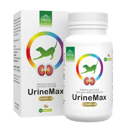 Pokusa GreenLine UrineMax 120 tablets - supplement supporting the urinary system function in dogs.