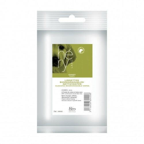 Hery Puppy Wipes 25pcs - wet wipes for cleaning puppy fur, with cottonseed oil and aloe vera.