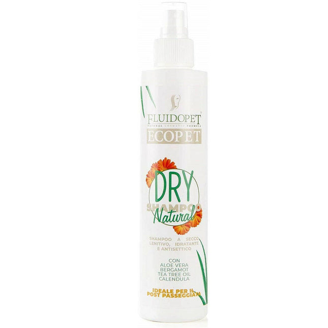 FluidoPet Natural Dry Shampoo - natural dry shampoo for pets with bergamot, calendula, and aloe vera..