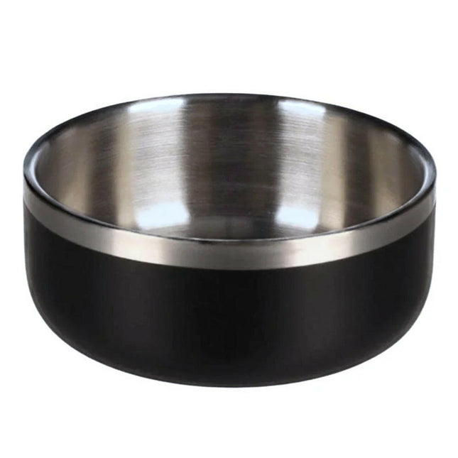 Flamingo Lora Black & Silver Steel Bowl - steel bowl for dogs and cats, with double wall, matte black.