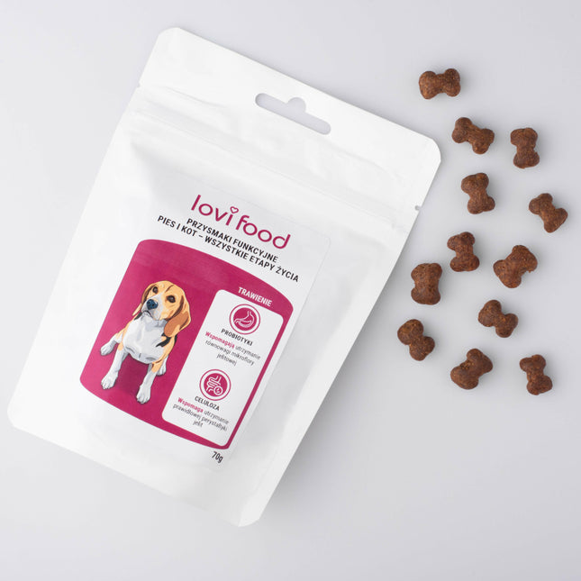 Lovi Food Digestion - treats for dogs and cats, with probiotics and cellulose.