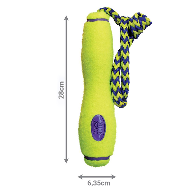 KONG AirDog Fetch Stick with Rope - tennis, floating fetch toy for dogs, with throwing rope.