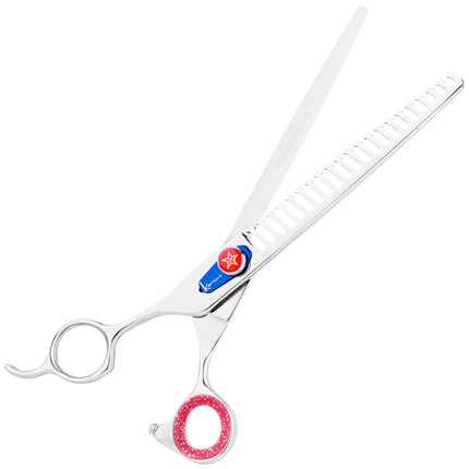 Kenchii Five Star Offset Left Chunkers - grooming thinning shears for left-handed users, 21 teeth
