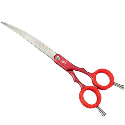 Jargem Asian Style Light Curved Scissors - very lightweight, curved scissors with colorful rings, for Korean-style grooming..