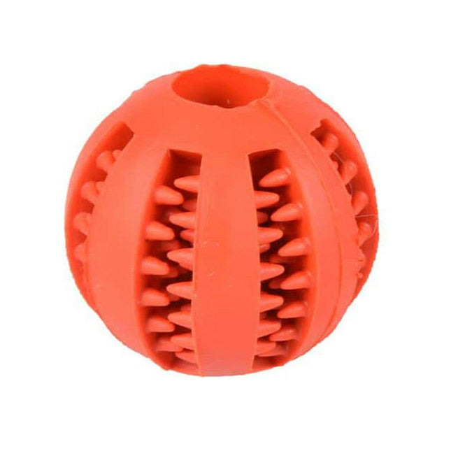 Flamingo Rubber Dental Ball - treat-dispensing ball with spikes for dogs.
