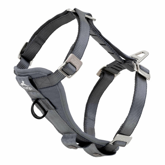 Kurgo Enhanced Strength Tru-Fit Smart Harness Charcoal - Dog Car Harness, Gray.