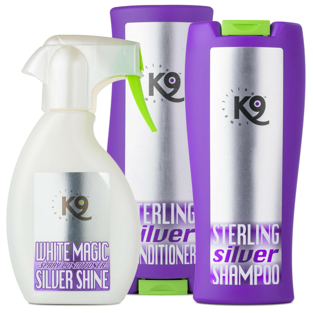 K9 Coat Set - grooming set for light-colored dog and cat fur, enhancing color.