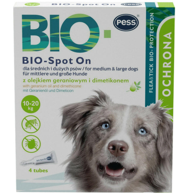 Pess Bio - Spot On Geranium Oil - natural drops for fleas and ticks for medium and large dogs.