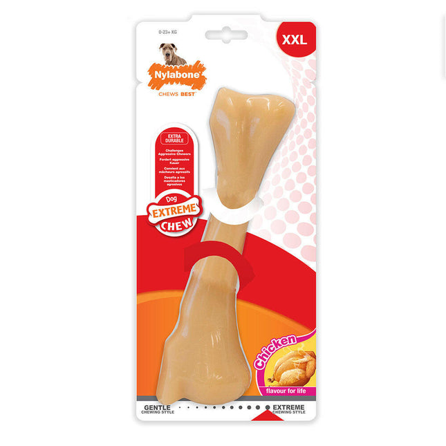 Nylabone Extreme Chicken - tough and strong chew toy for large dogs, flavored with chicken.