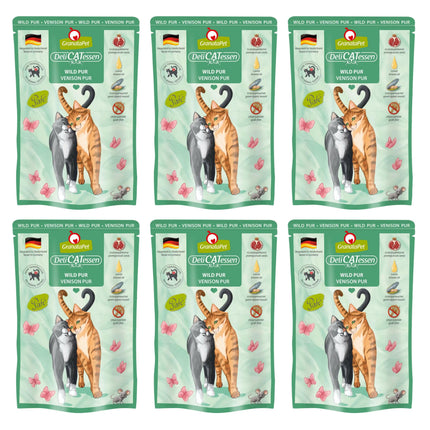 GranataPet DeliCatessen Venison Pur - grain-free wet food with venison, pouches for cats.