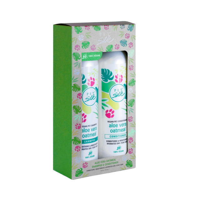 Pet Silk Vegan Aloe Vera Oatmeal Set - shampoo + conditioner set for fur with aloe and oatmeal, concentrate 1:16.