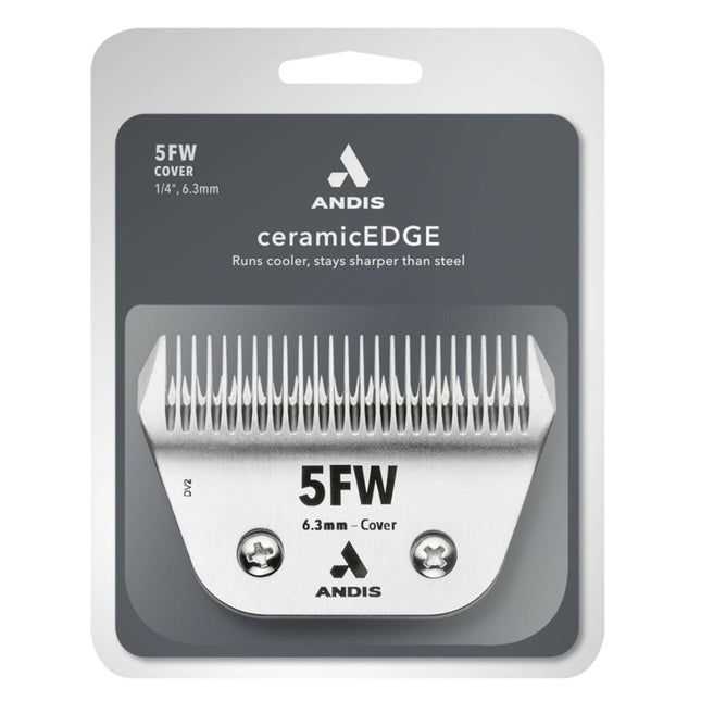 Andis Ceramic EDGE 5FW Cover Wide Blade - wide ceramic blade for Snap-On clippers, chrome-plated steel.