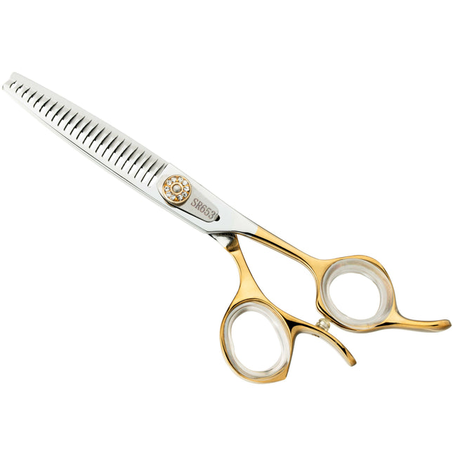 Chris Christensen Artisan Professional Safety Chunker - hand-forged thinning shears made of Japanese stainless steel, blunt edge, 23 teeth.